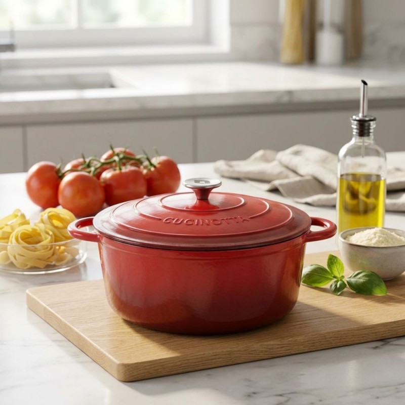 Geëmailleerde gietijzeren pot La Nordica, Rond, Ф28 - 