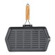 Grillpan gietijzer met opvouwbaar houten handvat, 35x21 cm | Gietijzeren pan |  |