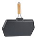 Grillpan gietijzer met opvouwbaar houten handvat, 35x21 cm | Gietijzeren pan |  |
