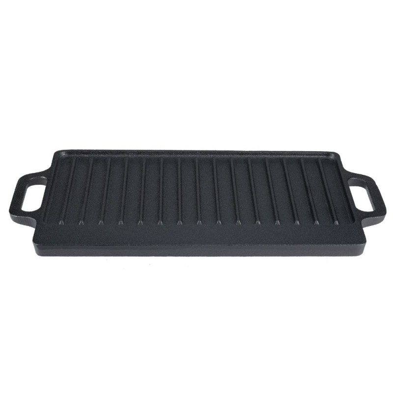 Dubbelzijdige gietijzeren grillplaat, 33x20 cm - 