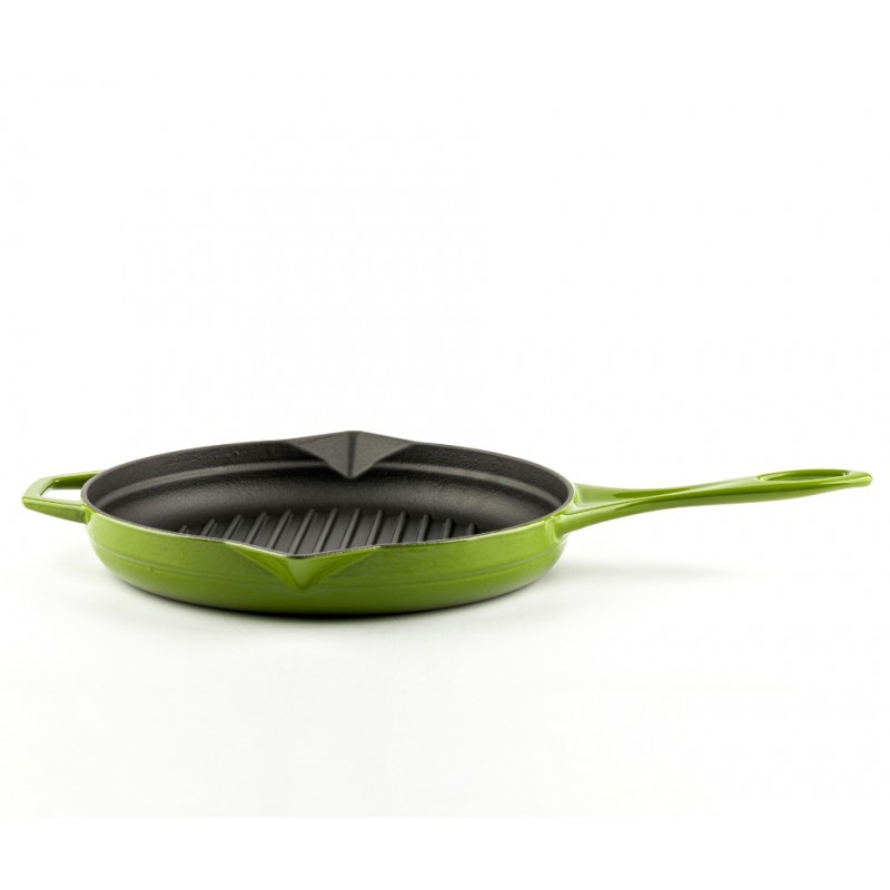 Geëmailleerde grillpan gietijzer Hosse, Bamboo, Ф28cm | Grillpan gietijzer | Gietijzeren pan |