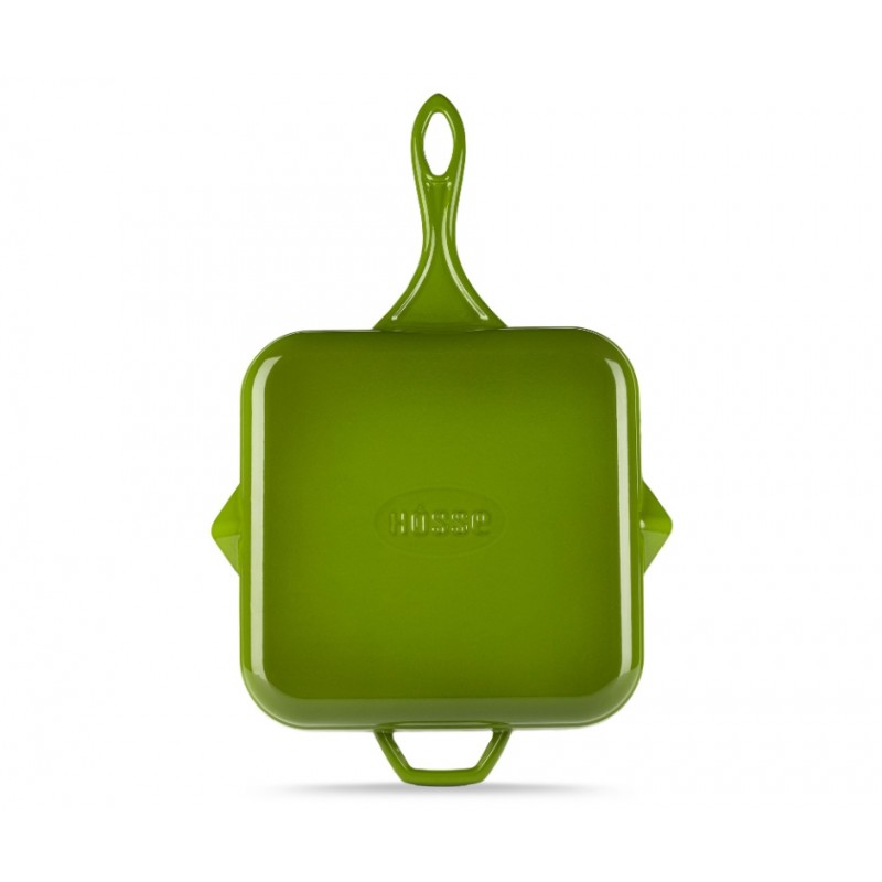 Geëmailleerde grillpan gietijzer Hosse, Bamboo, 28x28cm | Grillpan gietijzer | Gietijzeren pan |