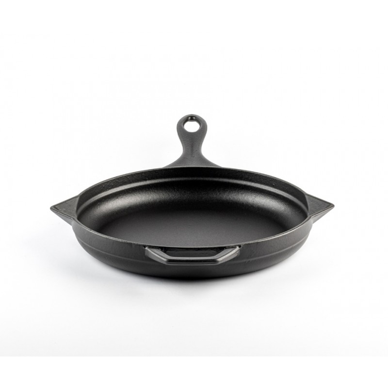Geëmailleerde gietijzeren pan Hosse, Black Onyx, Ф24cm | Platte gietijzeren pan | Gietijzeren pan |