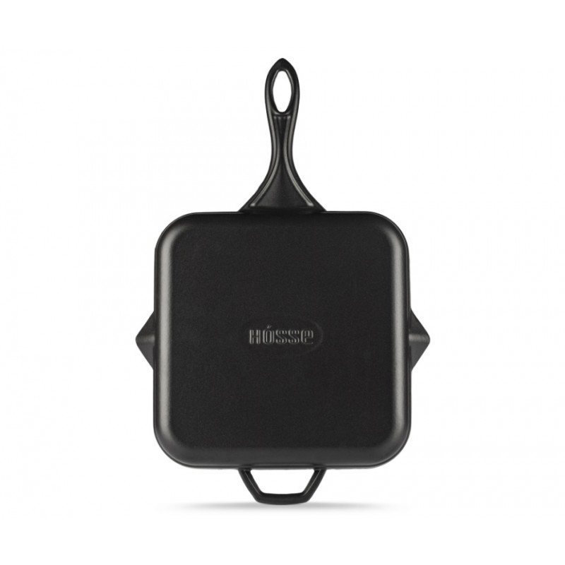 Geëmailleerde gietijzeren pan Hosse, Black Onyx, 28x28cm | Platte gietijzeren pan | Gietijzeren pan |