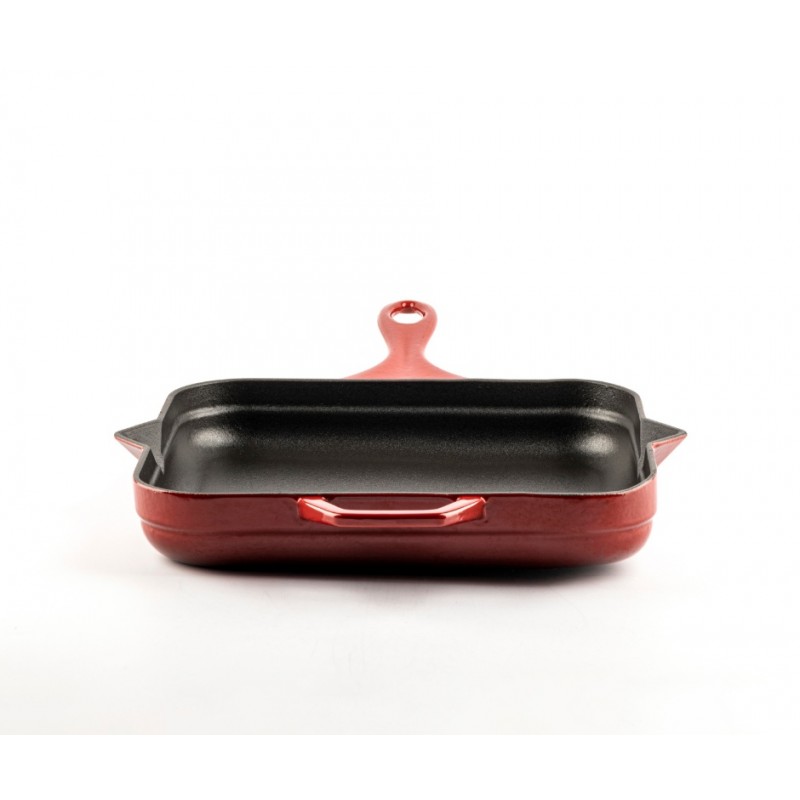 Geëmailleerde gietijzeren pan Hosse, Rubin, 28x28cm | Platte gietijzeren pan | Gietijzeren pan |