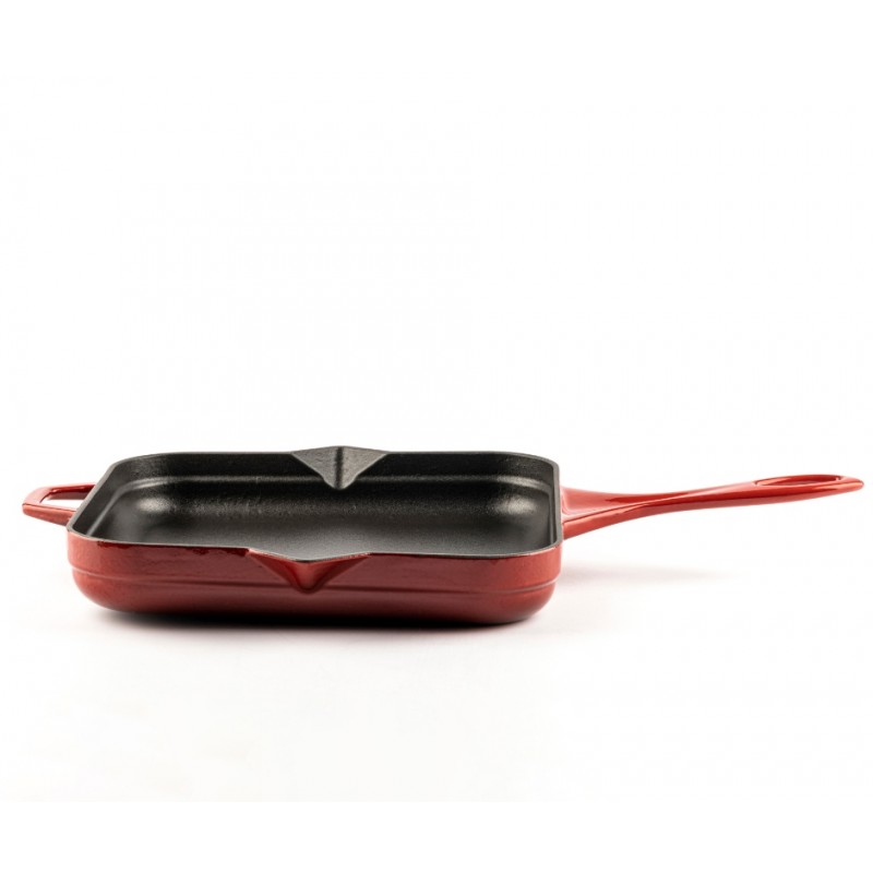 Geëmailleerde gietijzeren pan Hosse, Rubin, 28x28cm | Platte gietijzeren pan | Gietijzeren pan |