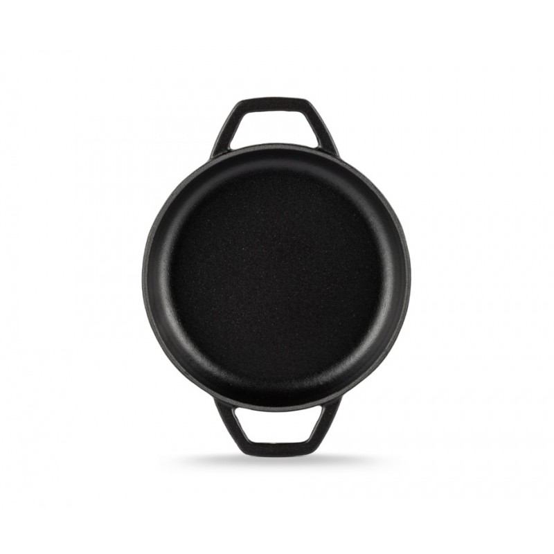 Geëmailleerde gietijzeren pan met twee handvatten Hosse, Black Onyx, Ф16cm | Platte gietijzeren pan | Gietijzeren pan |