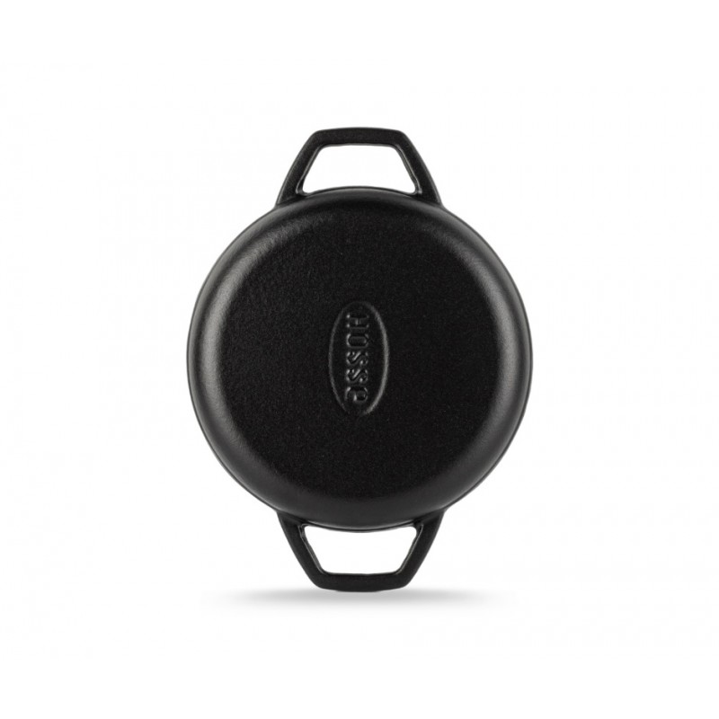 Geëmailleerde gietijzeren pan met twee handvatten Hosse, Black Onyx, Ф16cm | Platte gietijzeren pan | Gietijzeren pan |