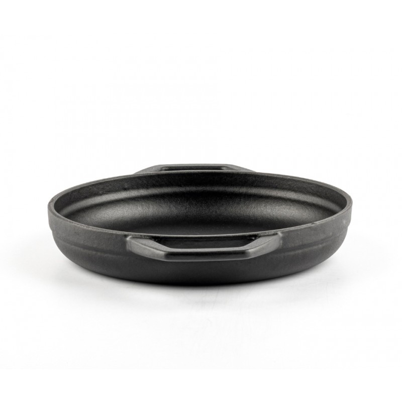 Geëmailleerde gietijzeren pan met twee handvatten Hosse, Black Onyx, Ф19cm | Platte gietijzeren pan | Gietijzeren pan |