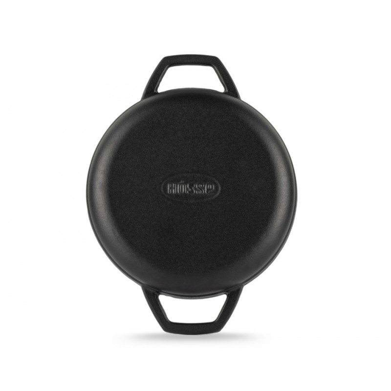 Geëmailleerde gietijzeren pan met twee handvatten Hosse, Black Onyx, Ф19cm | Platte gietijzeren pan | Gietijzeren pan |