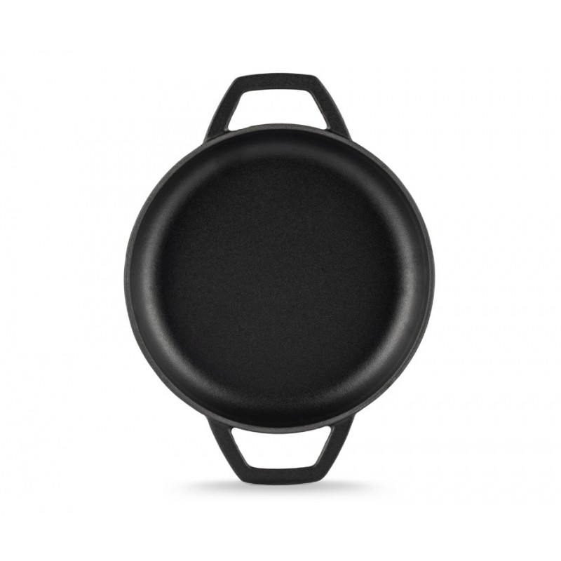 Geëmailleerde gietijzeren pan met twee handvatten Hosse, Black Onyx, Ф19cm | Platte gietijzeren pan | Gietijzeren pan |
