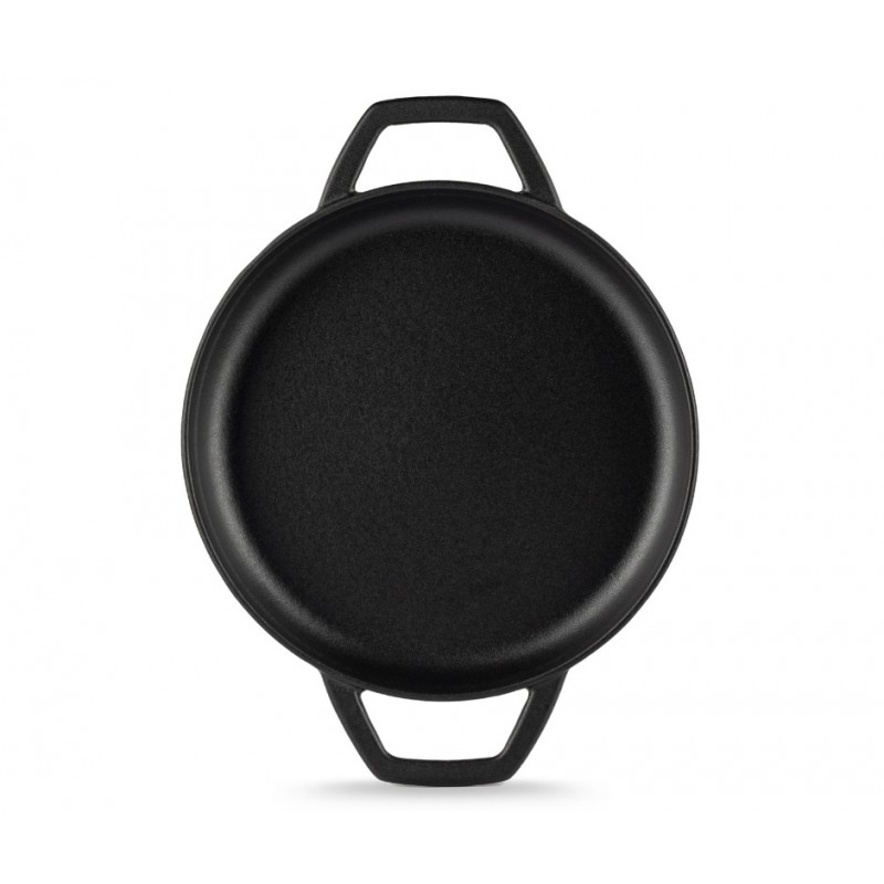 Geëmailleerde gietijzeren pan met twee handvatten Hosse, Black Onyx, Ф22cm | Platte gietijzeren pan | Gietijzeren pan |