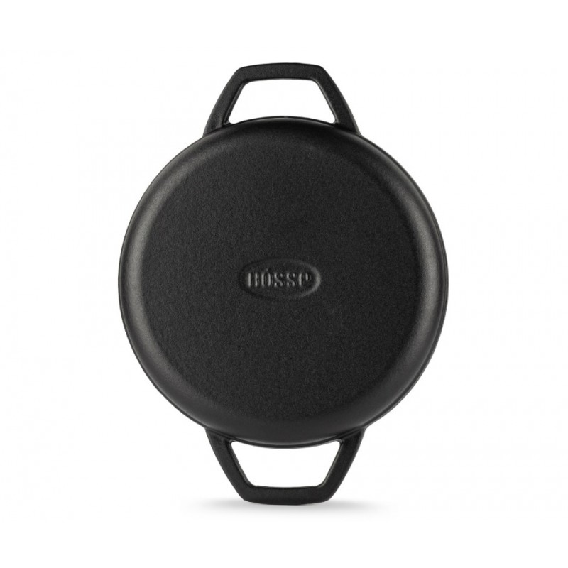Geëmailleerde gietijzeren pan met twee handvatten Hosse, Black Onyx, Ф22cm | Platte gietijzeren pan | Gietijzeren pan |