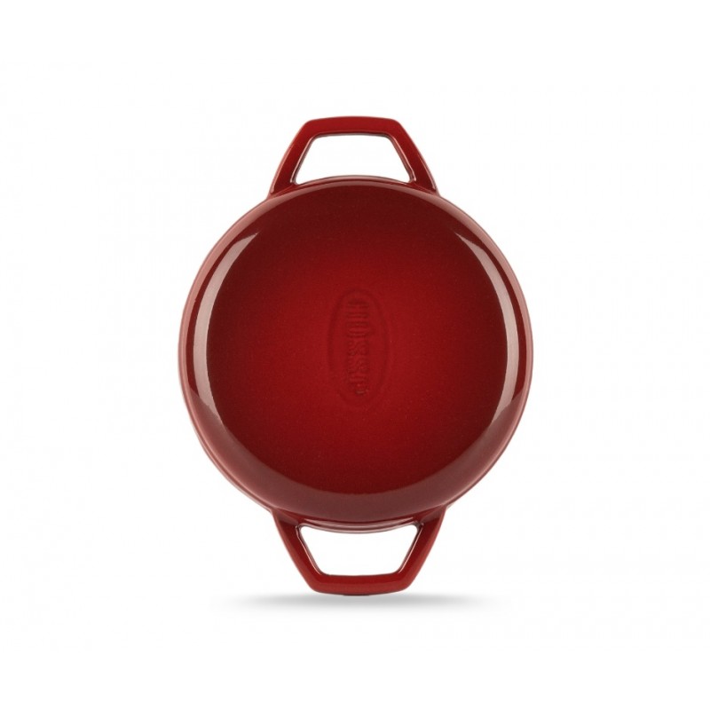 Geëmailleerde gietijzeren pan met twee handvatten Hosse, Rubin, Ф16cm | Platte gietijzeren pan | Gietijzeren pan |