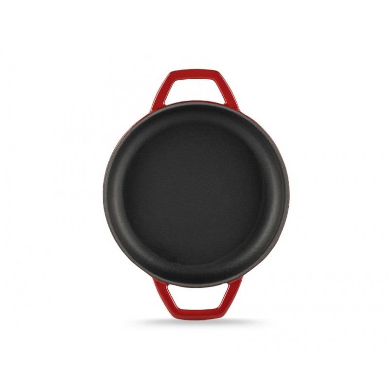 Geëmailleerde gietijzeren pan met twee handvatten Hosse, Rubin, Ф16cm | Platte gietijzeren pan | Gietijzeren pan |