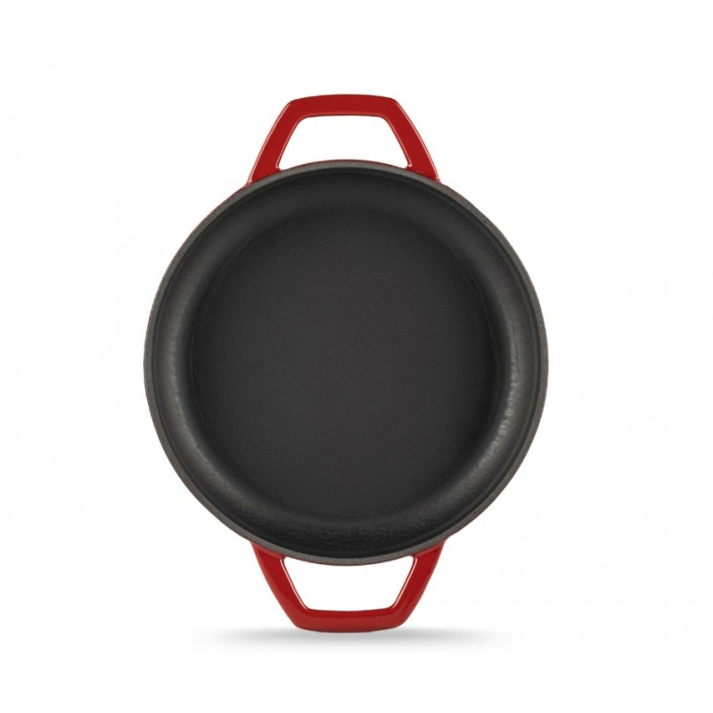 Geëmailleerde gietijzeren pan met twee handvatten Hosse, Rubin, Ф22cm | Platte gietijzeren pan | Gietijzeren pan |