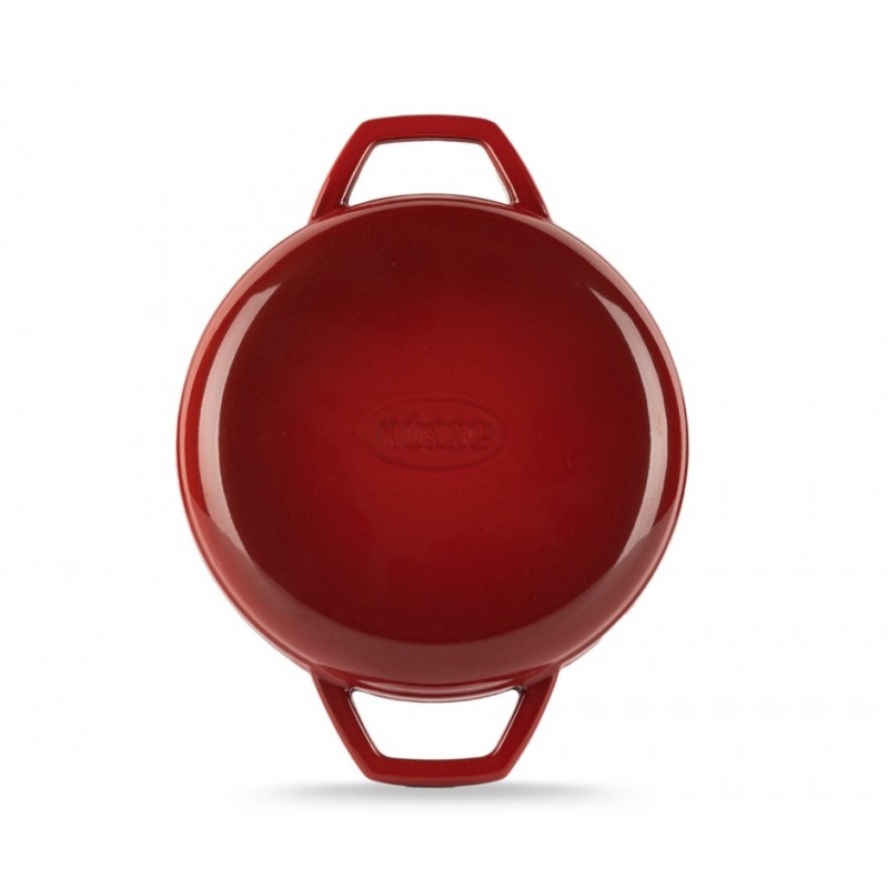 Geëmailleerde gietijzeren pan met twee handvatten Hosse, Rubin, Ф22cm | Platte gietijzeren pan | Gietijzeren pan |