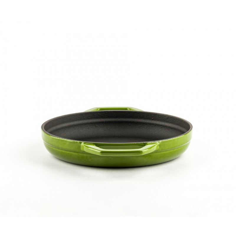 Geëmailleerde gietijzeren pan met twee handvatten Hosse, Bamboo, Ф19cm | Platte gietijzeren pan | Gietijzeren pan |