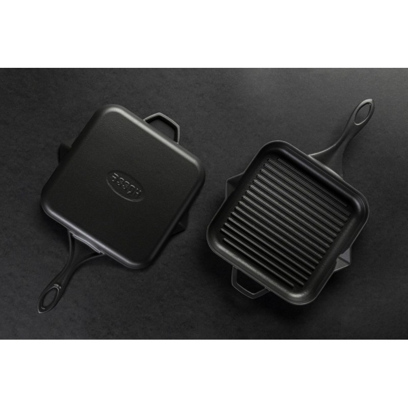 Geëmailleerde grillpan gietijzer Hosse, Black Onyx, 28x28cm | Grillpan gietijzer | Gietijzeren pan |