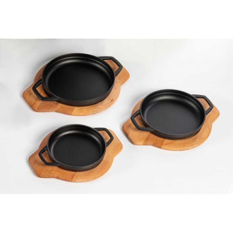 Geëmailleerde gietijzeren pan met twee handvatten Hosse, Black Onyx, Ф22cm | Platte gietijzeren pan | Gietijzeren pan |