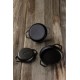 Geëmailleerde gietijzeren pan met twee handvatten Hosse, Black Onyx, Ф19cm | Platte gietijzeren pan | Gietijzeren pan |